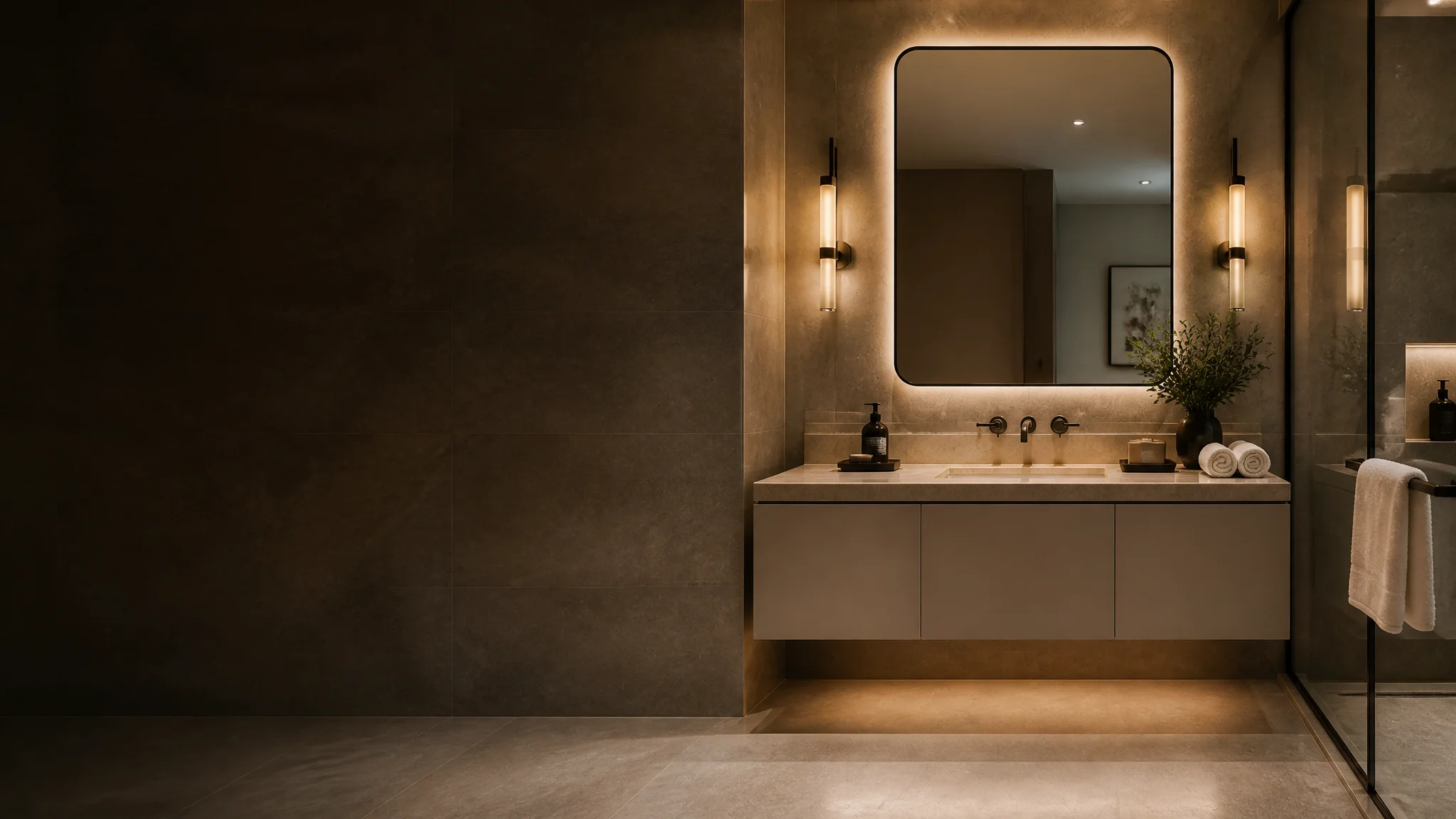 Modern apartment bathroom used as a concept solution example